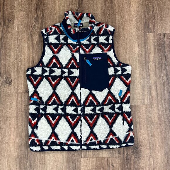 Patagonia Retro X Deep Pile Fleece Vest- Tribal Brass Hawk Sz XL - Picture 2 of 12